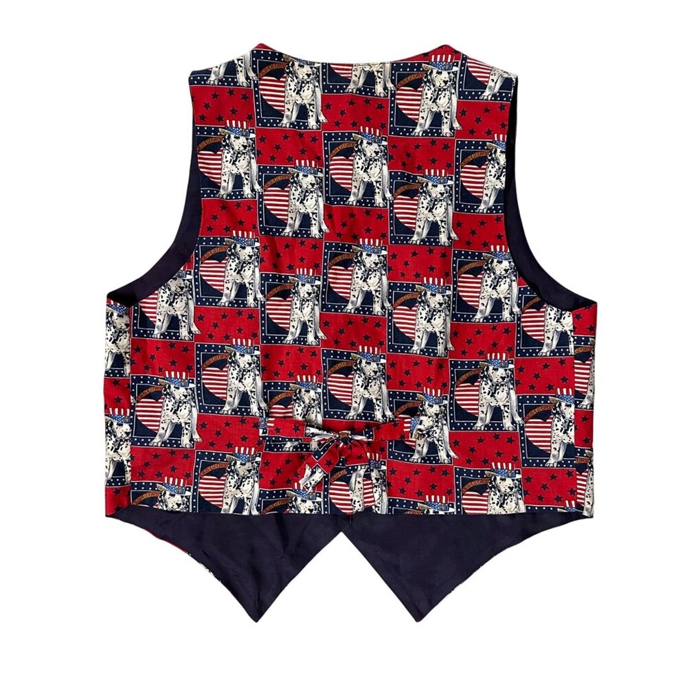 Vintage Patriotic Dalmatian Vest 1990s Saddle River Sportswear 4th of July Dog - Picture 3 of 9
